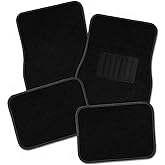 Zone Tech All Weather Carpet Vehicle Floor Mats- 4-Piece Black Premium Quality Carpeted Floor Liners Plus Vinyl Heel Pad for 