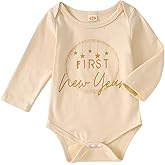 GLIGLITTR Newborn Baby Boy Girl 1st New Year Bodysuit My First New Year Onesie Romper Infant Long Sleeve Outfit Clothes 0-18M