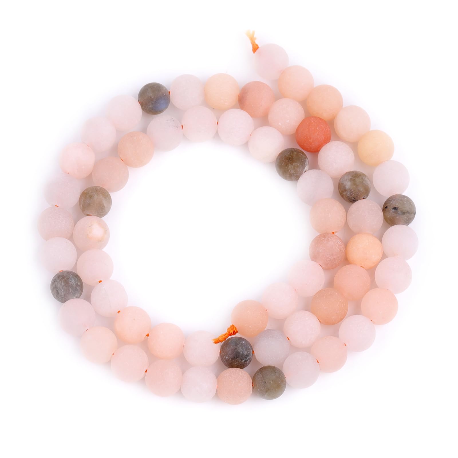 GEM-Inside Natural Round 6mm Matte Frosted Multicolor Moonstone Stone Gemstone Loose Beads for Bracelets Jewellery Making 15'' — image 1