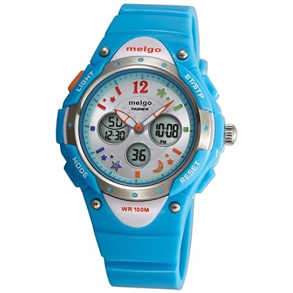 PASNEW High Quality Water-proof 100m Dual Time Unisex Child Outdoor Sport Watch Blue