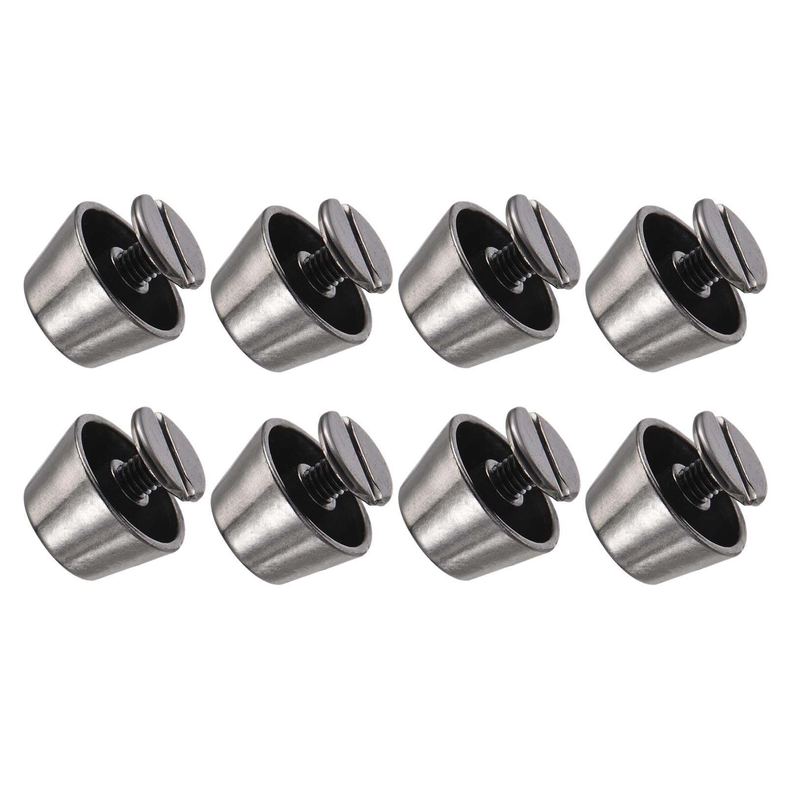 METALLIXITY Screw Back Stud Spike (12x7mm) 8pcs, Flat Head Stud Rivets - for Leather Crafts Purse Bags, Gun-Black