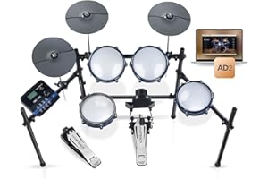 HAMPBACK ACE-301 Electric Drum Sets for Beginners with Quite Mesh Pads, 2 Cymbals w/Choke, 15+10 Drum Kits and 329 Sounds, USB MIDI, Recording Function (5 Pads, 3 Cymbals)