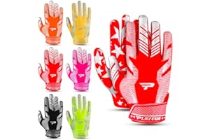 PLAYEUR Sticky Receiver Adult and Kids Football Gloves - Stretch Fit, Durable Grip | Youth Football Gloves for Boys 8-12 in Vibrant Colors