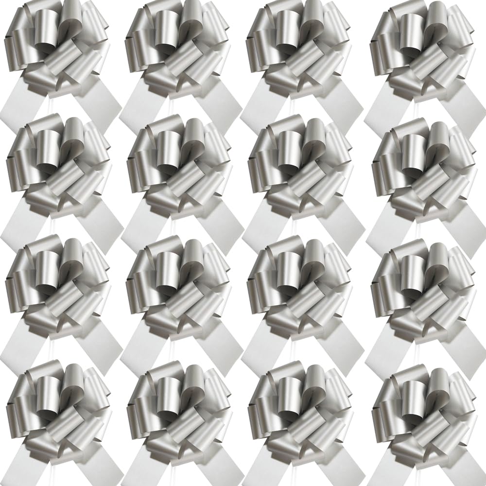 Photo 1 of 16 Pcs Pull Bows for Gift Wrapping,6 Inch Gift Bows for Presents,Birthday,Anniversary,Party,Christmas,Wreath,Holiday Celebration Gift Decoration (16Pcs Silver)