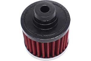 YUCHENSHLP Chrome Valve Cover Breather Washable Reusable, Red Filter Open Sided for 1-1/4" Hole
