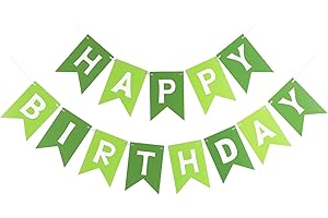 Eaezerav Green Happy Birthday Banner Greenery Birthday Banner Party Supplies Bunting for Birthday Garland Nursery Hanging Decoration