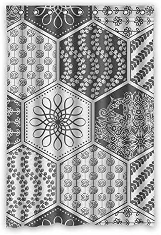 120 cm x 183 cm (48 "x 72") Fashion gray different flower grain hexagonal Pattern Design Polyester Fabrics waterproof bathroom Shower Curtains