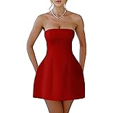 YMDUCH Womens Sexy Strapless Tube A-line Mini Dress Club Party Short Prom Dress