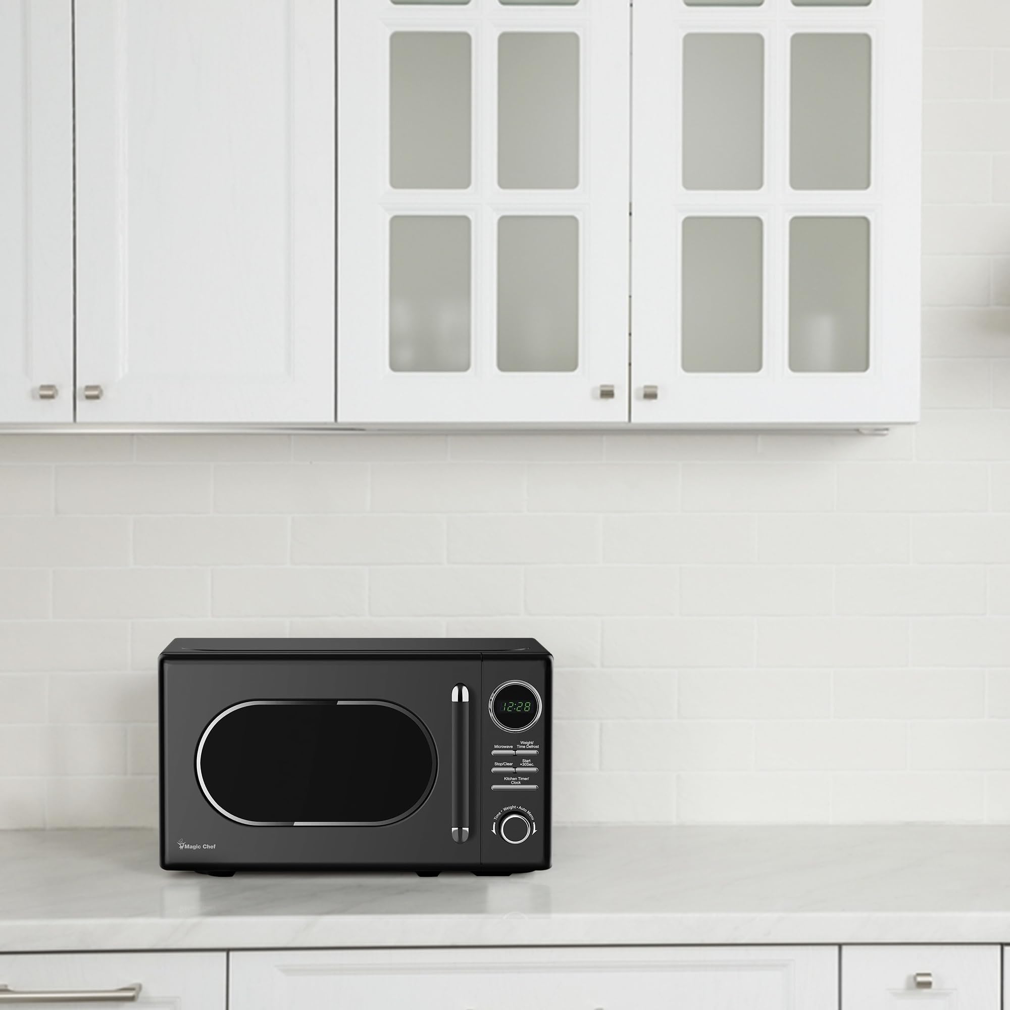 Magic Chef Countertop Microwave, Classic Retro Touch Small Appliance, 0.7 Cubic Ft, Black