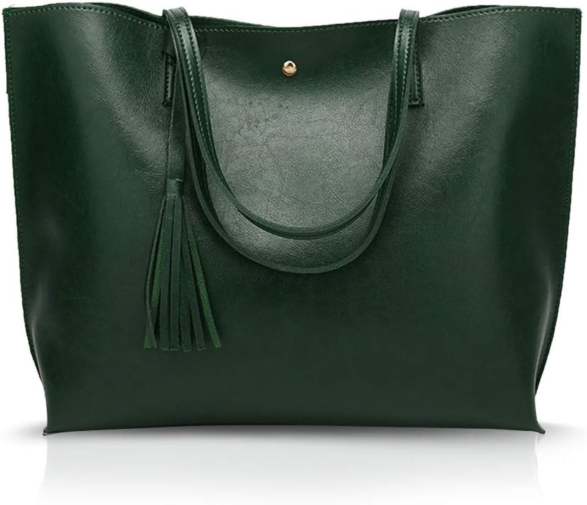 NICOLE&DORIS Women Tote bag PU leather handbag shoulder bag fashion large handbag Dark Green