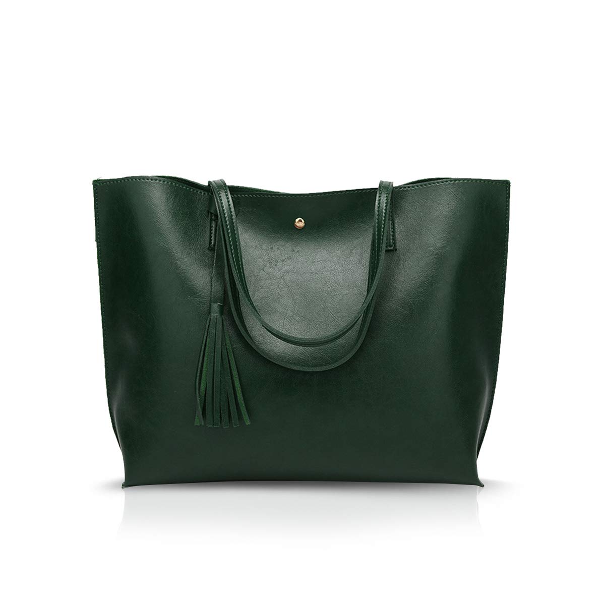 NICOLE&DORIS Women Tote bag PU leather handbag shoulder bag fashion large handbag Dark Green
