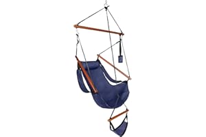 ONCLOUD Upgraded Unique Hammock Hanging Sky Chair, Air Deluxe Swing Seat with Rope (Navy Blue)