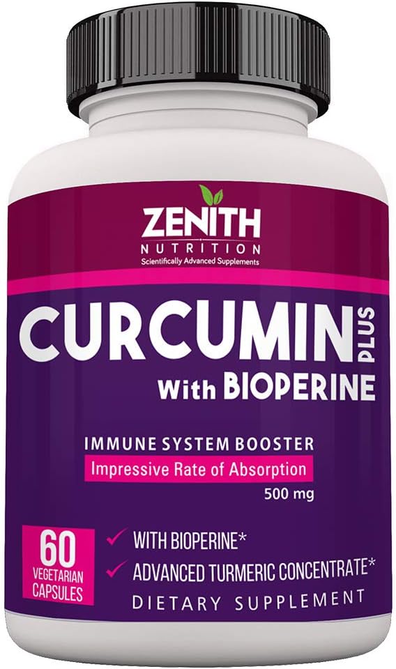 Zenith Nutrition Curcumin Plus with Piperine 500 mg 60 Veg Capsules