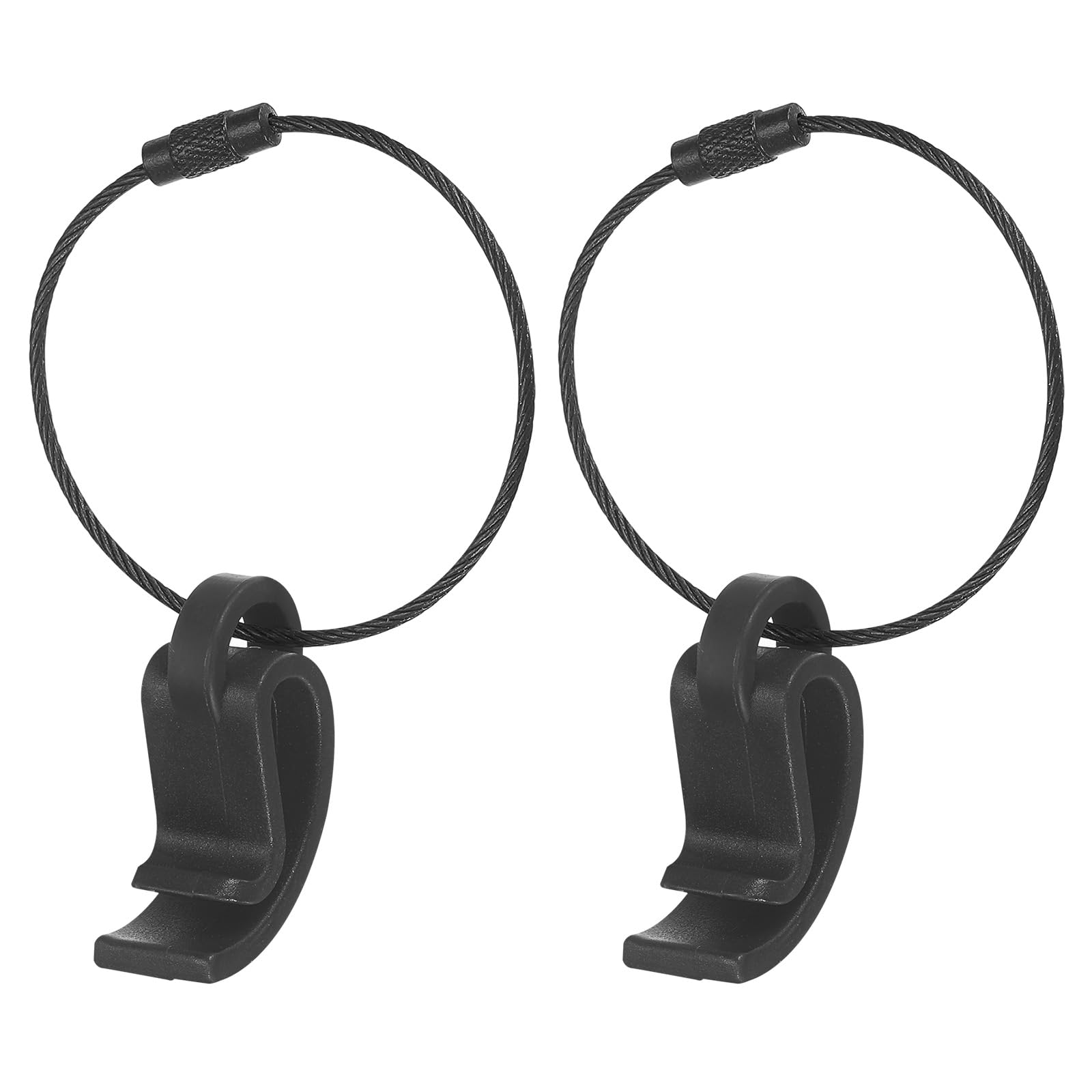 PATIKIL Flying Disc Clip with Wire Cable, 2 Pack Sport Disk Hanger Hook Holder for Carrying Organizing Discs, Black