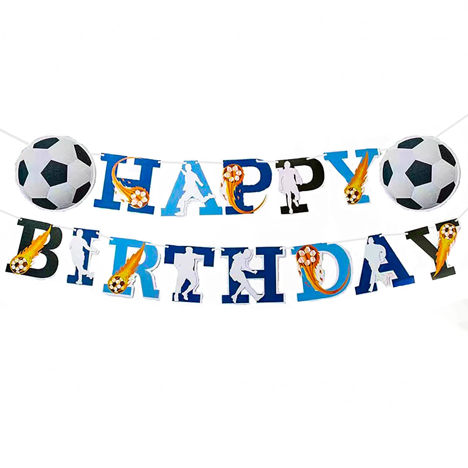 Football Happy Birthday Banner,Boys Football themed Bunting Sign for Birthday Party Supplies,Kids Sport Party Decorations(Blue)