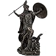 Veronese Design 10 1/4" Tall Greek Goddess of Wisdom Athena Javelin Throw Cold Cast Resin Statue Antique Bronze Finish Sculpture