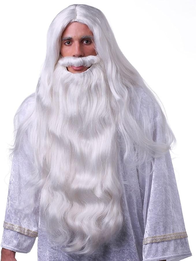 WHITE WIZARD BEARD HAIR SYNTHETIC WIG Clothing