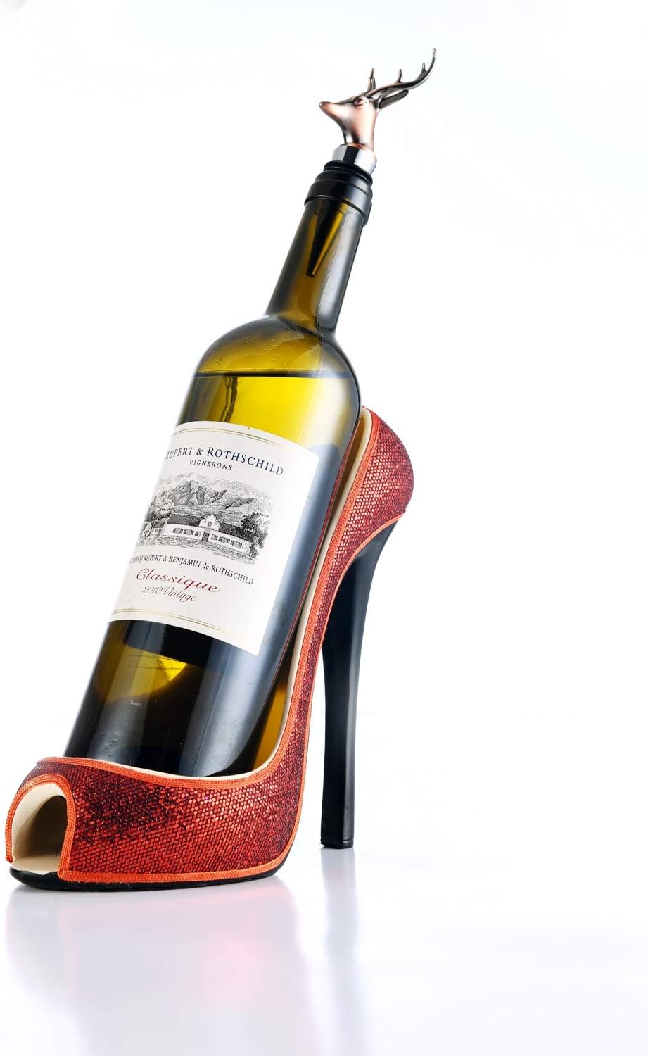 Wine Rack Holder Bottle Keeper with High-Heel Desig Statue Decorative Wine Rack in Antique Look,Kitchen Decor Sculptures and Rustic Bar Decorations or Classic Gifts (Sequins)