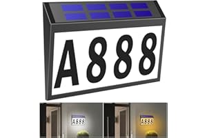Solar House Numbers Light, T-SUNUS Lighted House Numbers Sign Plaque Address Numbers for Houses Waterproof LED Solar Powered Address Sign for Houses Mailbox Street Yard