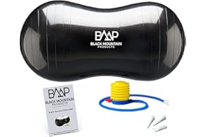 Black Mountain Products Exercise Stability Yoga Peanut Ball, Foot Pump, Ball Plug, Plug Puller, 2000 Lbs Static Weight Capacity Antiburst