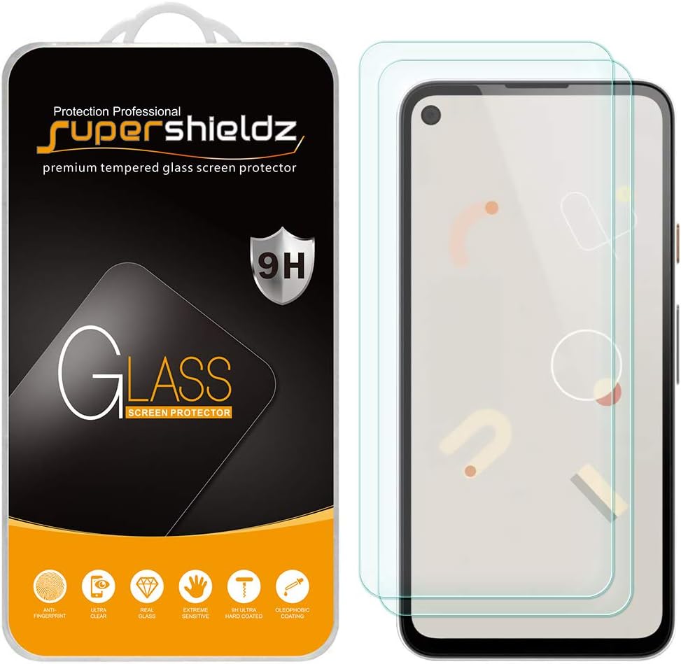 (2 Pack) Supershieldz for Google Pixel 4a Tempered Glass Screen Protector, 0.33mm, Anti Scratch, Bubble Free
