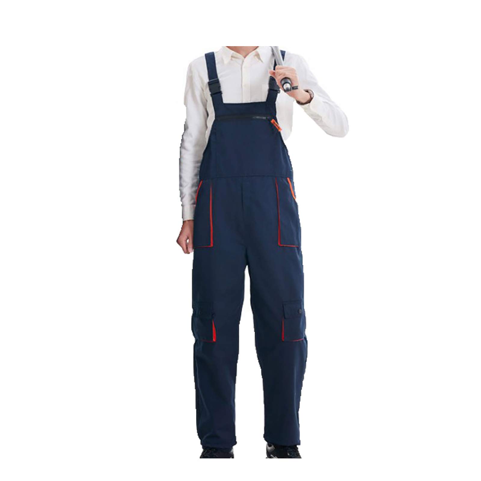 Work Trousers, Bib and Brace Overalls with Multi-Pocket Knee Pad for Men - Dungarees Workwear (Blue - M Size)