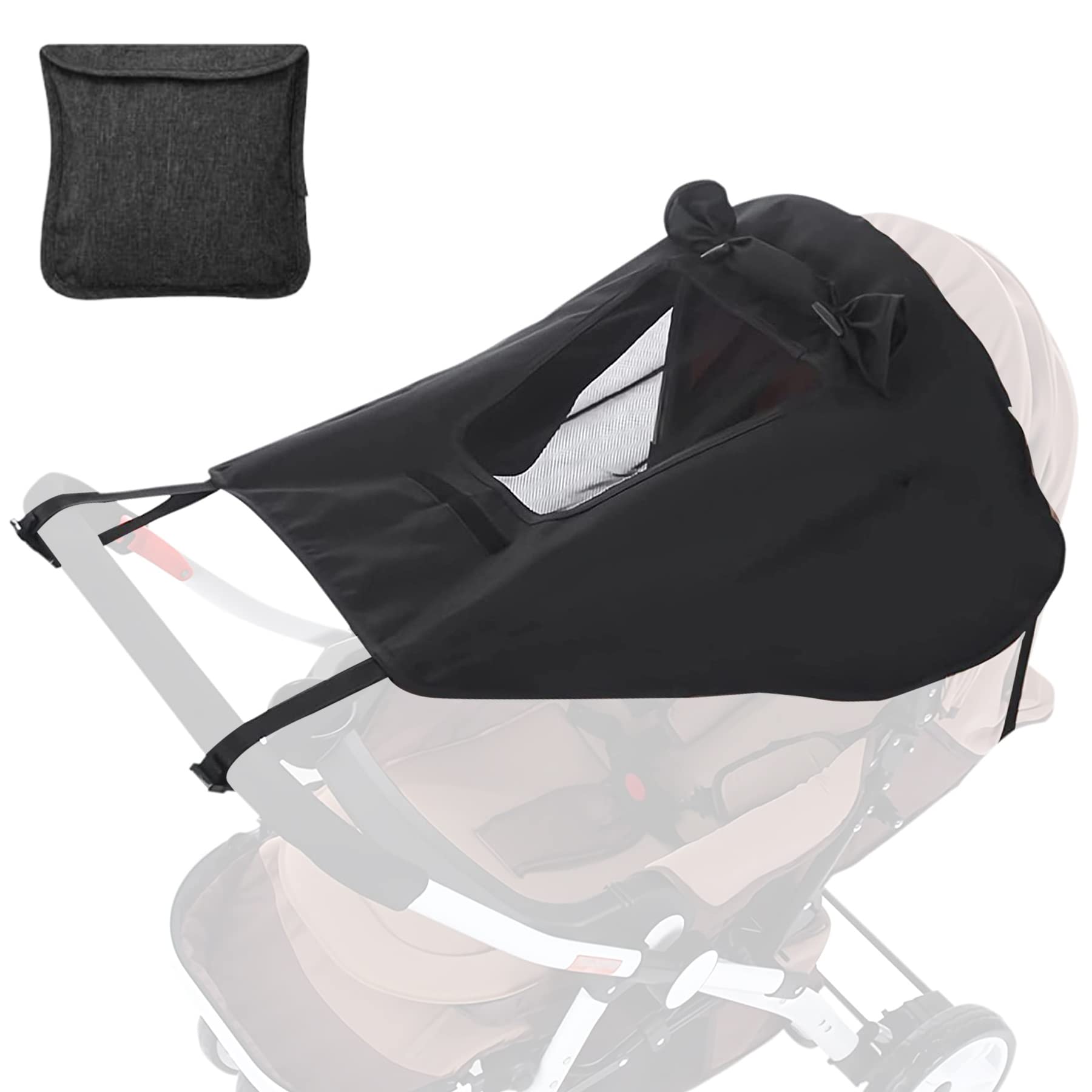 Sun Sail for Pushchairs with UV Protection 50+, Pushchair, Adjustable Awning, Universal with Viewing Window and Extra Wide Shade Wings, Double Layer Fabric, Waterproof, Dustproof, Windproof