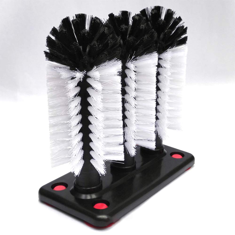 T&F 3 Brush Head Set Glass Cleaner Scrubber Washer Pub Bar Glass Pint Glass Cleaner