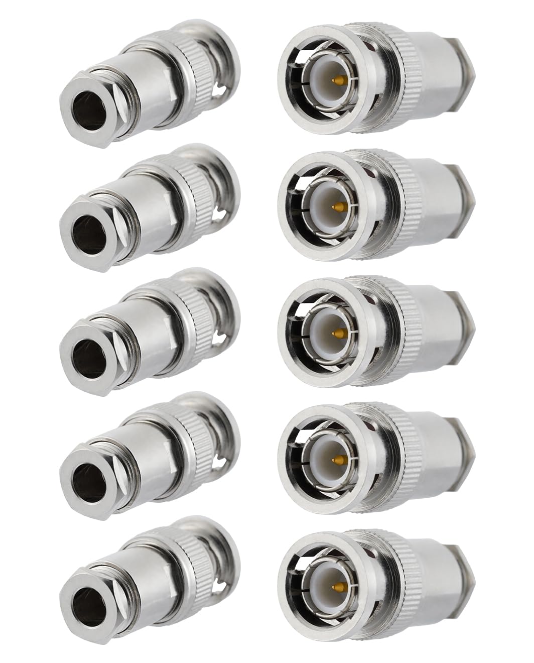 Vecys 10 PCS BNC Male Connectors 50 Ohm BNC Male Plug Solder Clamp Connector for RG58 RG142 RG400 VLMR195 RF Coax Cable