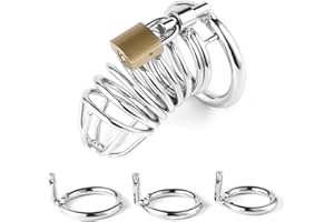 Lightweight Steel Chastity Cage with 4-way belt and 3 rings(40mm, 45mm, 50mm) for bondage
