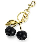 Alrhso Cherry Keychain Bag Charms for Women Handbags Purse Accessories Glittering Resin Black Cherry Cute Bag Charm for Birthday Christmas Gifts