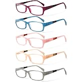 Kerecsen Reading Glasses 5 Pairs Fashion Ladies Readers Spring Hinge with Pattern Print Eyeglasses for Women (Mix Color -9, 2.25)