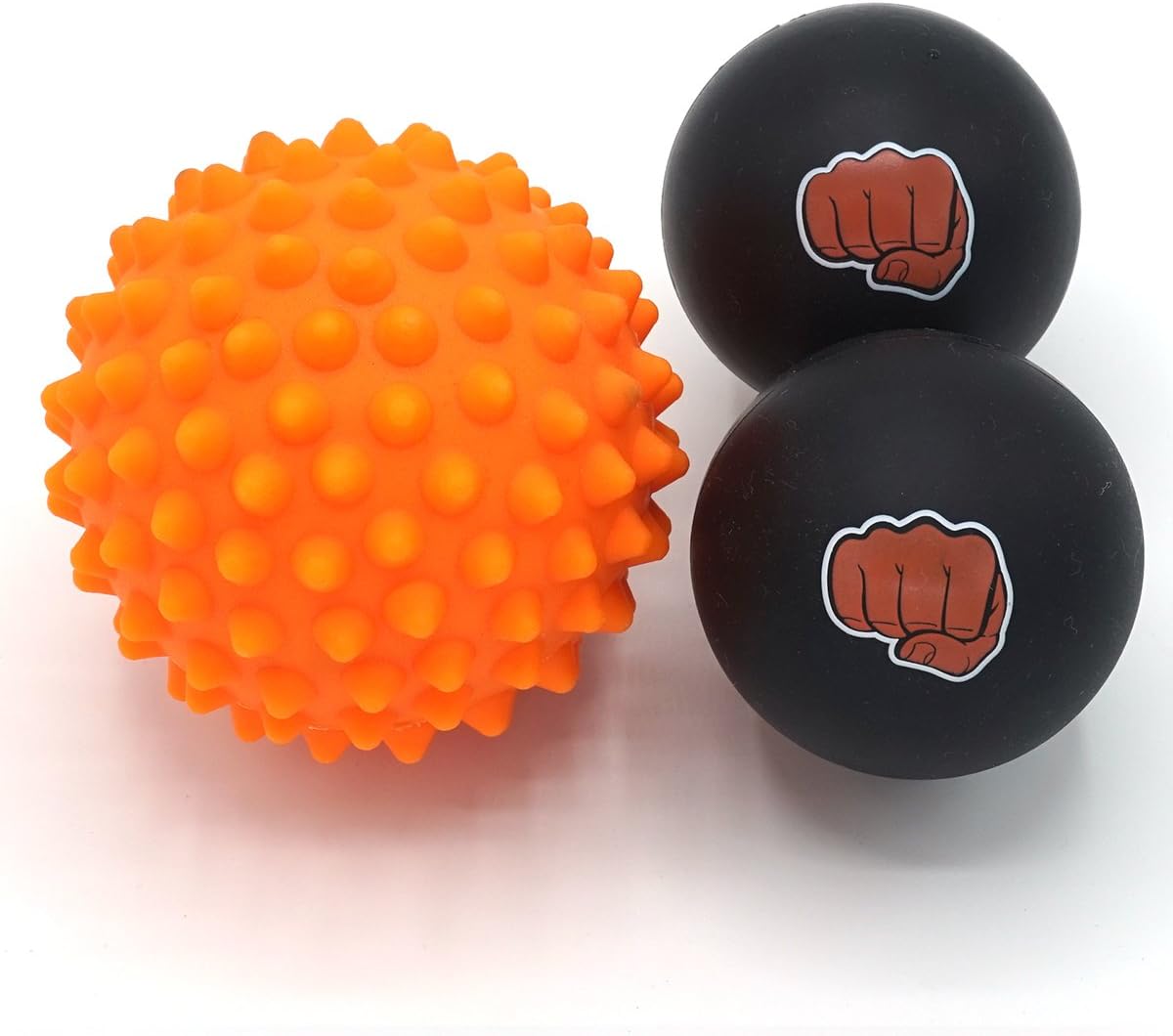 WOD Nation Massage Ball Set - 2 Solid Rubber Lacrosse Balls and 1 Trigger Point Deep Tissue Spiky Ball - Perfect for Self Myofascial Release - Includes a Convenient Travel Bag