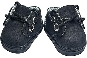 QIXINGWISE Doll Shoes Compatible with 17cm Dolls, Stylish Lace-Up Boots for Dress-up, Outfit Accessory for 15cm 17cm Dolls (Sneakers 1 Pairs - Black)