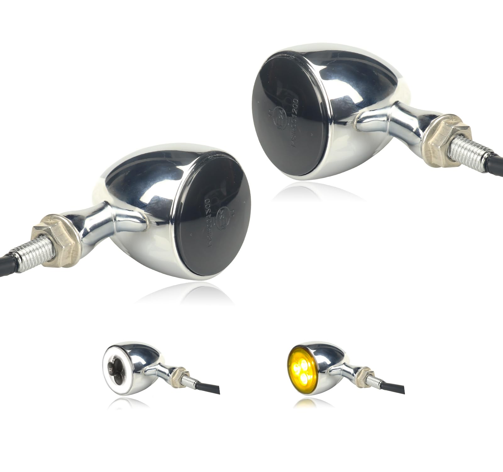 Photo 1 of LIUJJYH Universal Front LED Turn Signals 12V Motorcycle Bullet Running Lights Chrome Signal Light Compatible with Honda Harley XL883 Softail Ducati Yamaha Kawasaki Triumph Suzuki