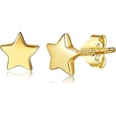 CHIC & ARTSY Solid Real 925 Sterling Silver Satr Moon/Heart Stud Earrings - Dainty Minimalist Stud Earrings - Tiny Cartilage Earrings for Women