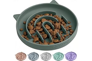 Coomazy Silicone Slow Feeder Dog Cat Bowls, Interactive Puzzle Toy for Pets Food Training, Keeps Dogs Cats Busy, Prevents Puppy Kitty Overeating (Dark Green, 1.4Cup)