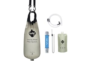 Yuclet Gravity Water Filter System w/ 2-Gal Bag & 0.1-Micron Water Filter Straw, Gravity-Fed Water Filtration System Water Purifier Survival for Camping, Backpacking, Hiking & Emergency Preparedness