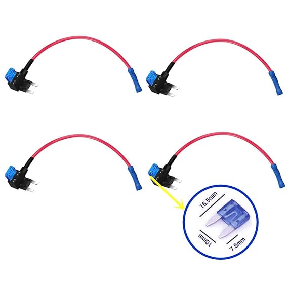 Qiorange 4Pcs Flachsicherung Autosicherung Mini Sicherungshalter Flachsicherungsadapter Stecksicherung KFZ Universal 16 Gauge