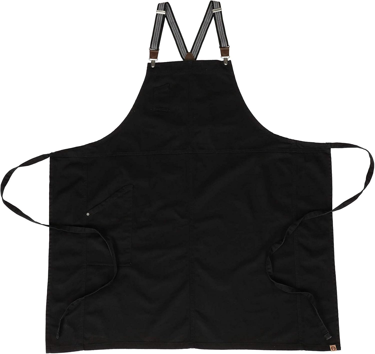 Chef Works unisex adult Berkeley Chefs Bib Work Utility Apron, Jet Black W/Black/Gray Suspenders, One Size US: Clothing