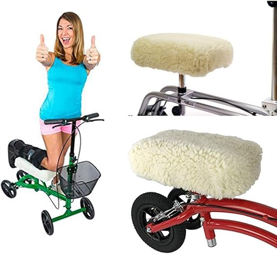 Knee Walker Pad Cover, Universal Knee Scooter Cushion Cover, Plush Synthetic Faux Sheepskin