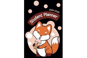 Student Planner: Boba Tea Fox Academic Calendar Agenda | Schedule Organizer | School & College | August to June