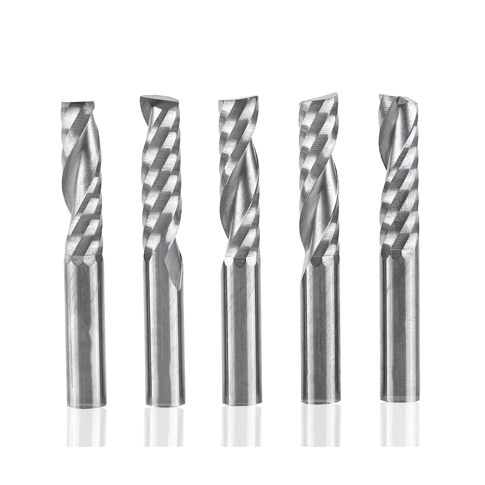 Milling Cutter, Akozon 6mm End Mill Bits Set Shank Tungsten Carbide Single Flute End Mills Spiral Cutters CNC Milling Bits Set of 5