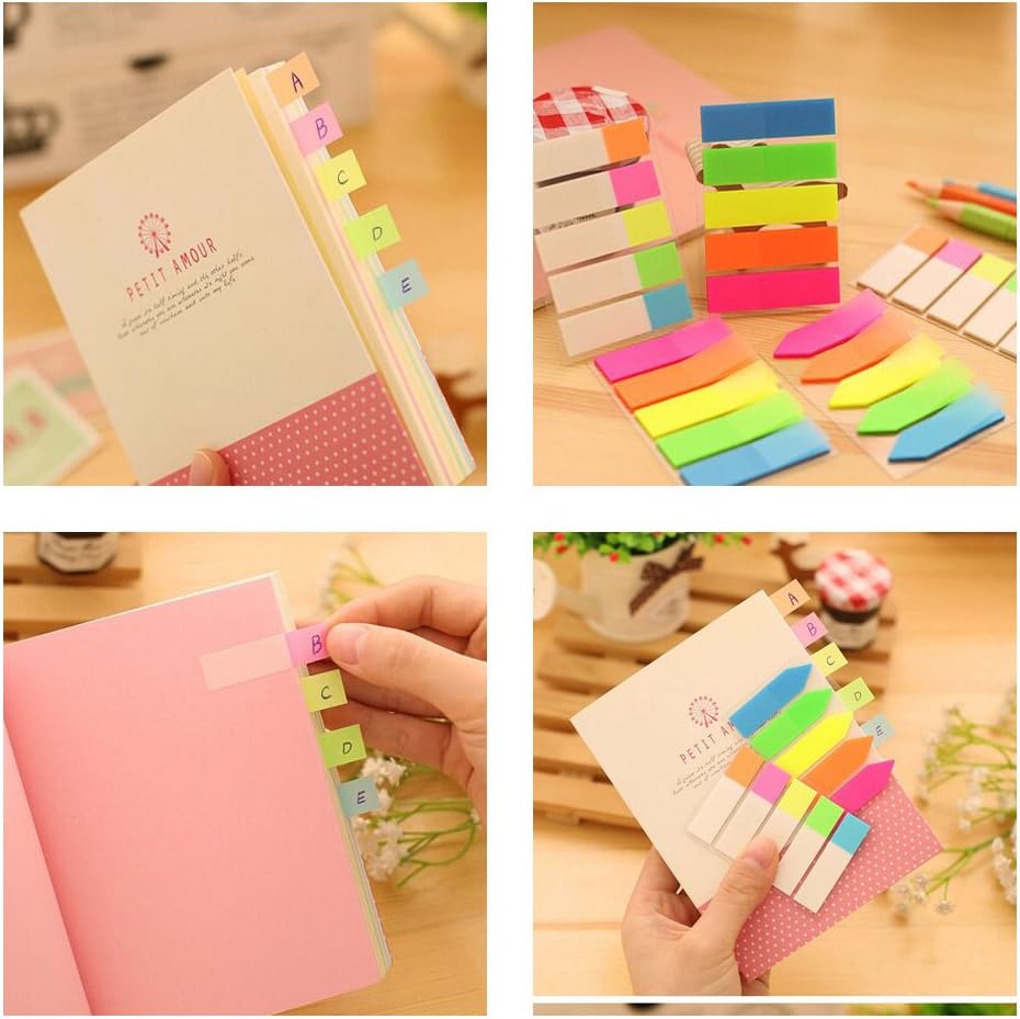 400 Pieces Page Markers, Pengxiaomei Sticky Note Tabs, Neon Colors Adhesive Page Index Tabs Flags : Office Products
