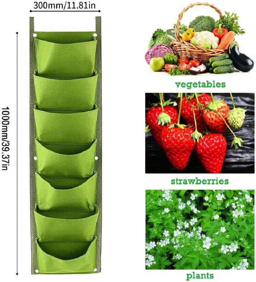 LITLANDSTAR Hanging Planter Bags, 2 Pack 7 Pocket Hanging Vertical Wall