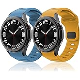 Rugged No Gap Band for Samsung Galaxy Watch Band 7 FE 6 5 4 44mm 40mm/Galaxy Watch 6 Classic Bands 47mm 43mm/Watch 5 Pro 45mm/Watch 4 Classic 46mm 42mm, Silicone Wristband Sport Strap Men Women,2 Pack