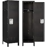 Anxxsu Metal Storage Locker, Lockable Employees Metal Locker with Door, 55" Height Steel Locker for Home, School, Office, Gym (Retro Black)