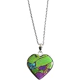 NANDARANI Handmade Mojave Turquoise Heart Pendant Necklace with 18" Chain – Solid 925 Sterling Silver Jewelry for Women, Valentine Gift