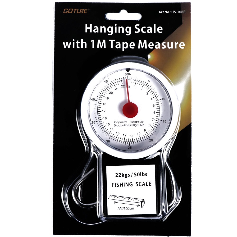 YOGAYET Portable Fishing and Luggage Hanging Hook Multi-Purpose Scale With Tape Measure Max Weight 50lb/22kg