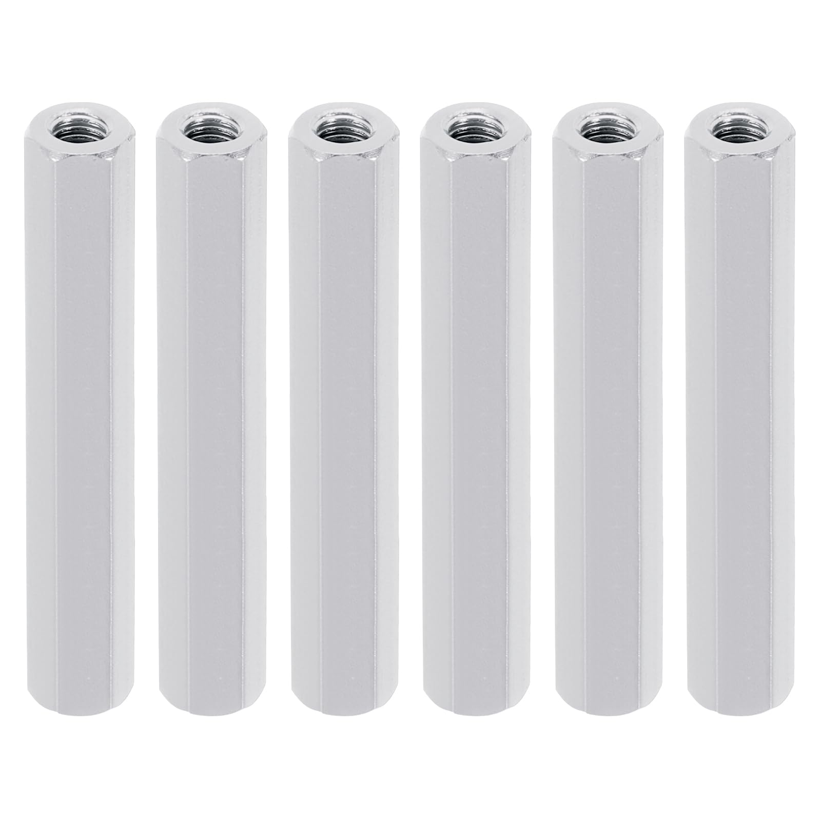 PATIKIL M3 Hex Nuts, 6pcs M3 Threaded Spacers Aluminum 40mm L Female Metal Spacer Screw Standoff for M3 Screw Bolts RC Car Drones Stacks Motherboard, Silvery
